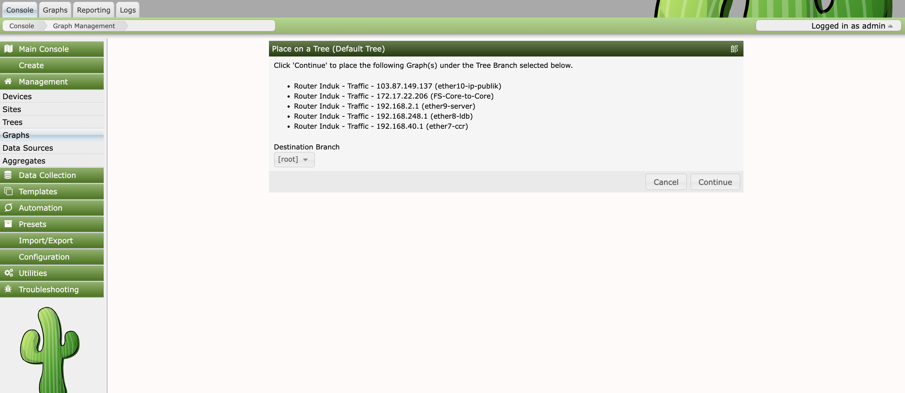 Hasil graphs di menu Graphs